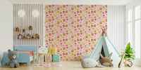 Playful daisy pattern wallpaper in vibrant tones

