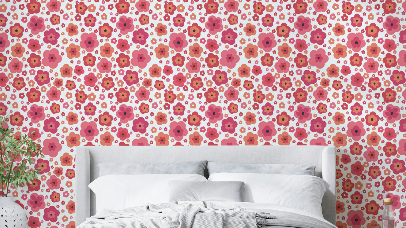 Happy Retro Blooms Wallpaper⁠