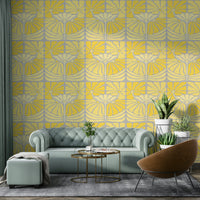 Stylish Art Deco floral wallpaper in gold and blush

