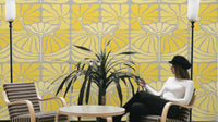 Art Deco modern floral wallpaper with bold blooms


