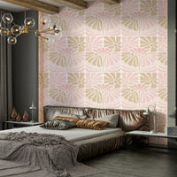 Blush flower wallpaper for feminine vintage decor

