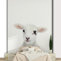 Baby lamb mural with a cozy countryside feel

