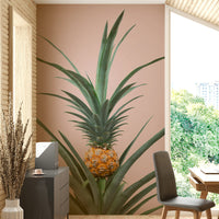 Tropical baby pineapple mural in pastel tones

