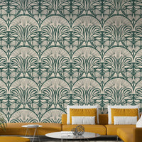 Gatsby Fan Glamour Deco Wallpaper in emerald green

