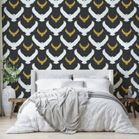 Gray owl flock wall covering with mystical tone

