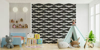 Subtle gray wallpaper with nature-inspired bird motif