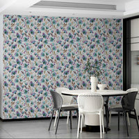 Blue-purple nature wallpaper with poppy blossoms


