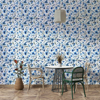 Bold floral wallpaper with breezy aquatic tones

