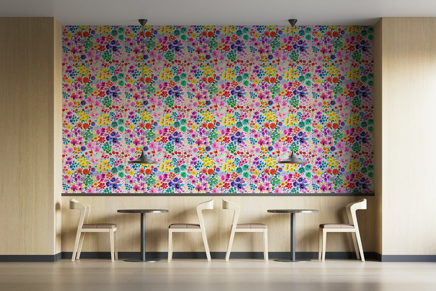 Cottage-style wallpaper with artful floral details

