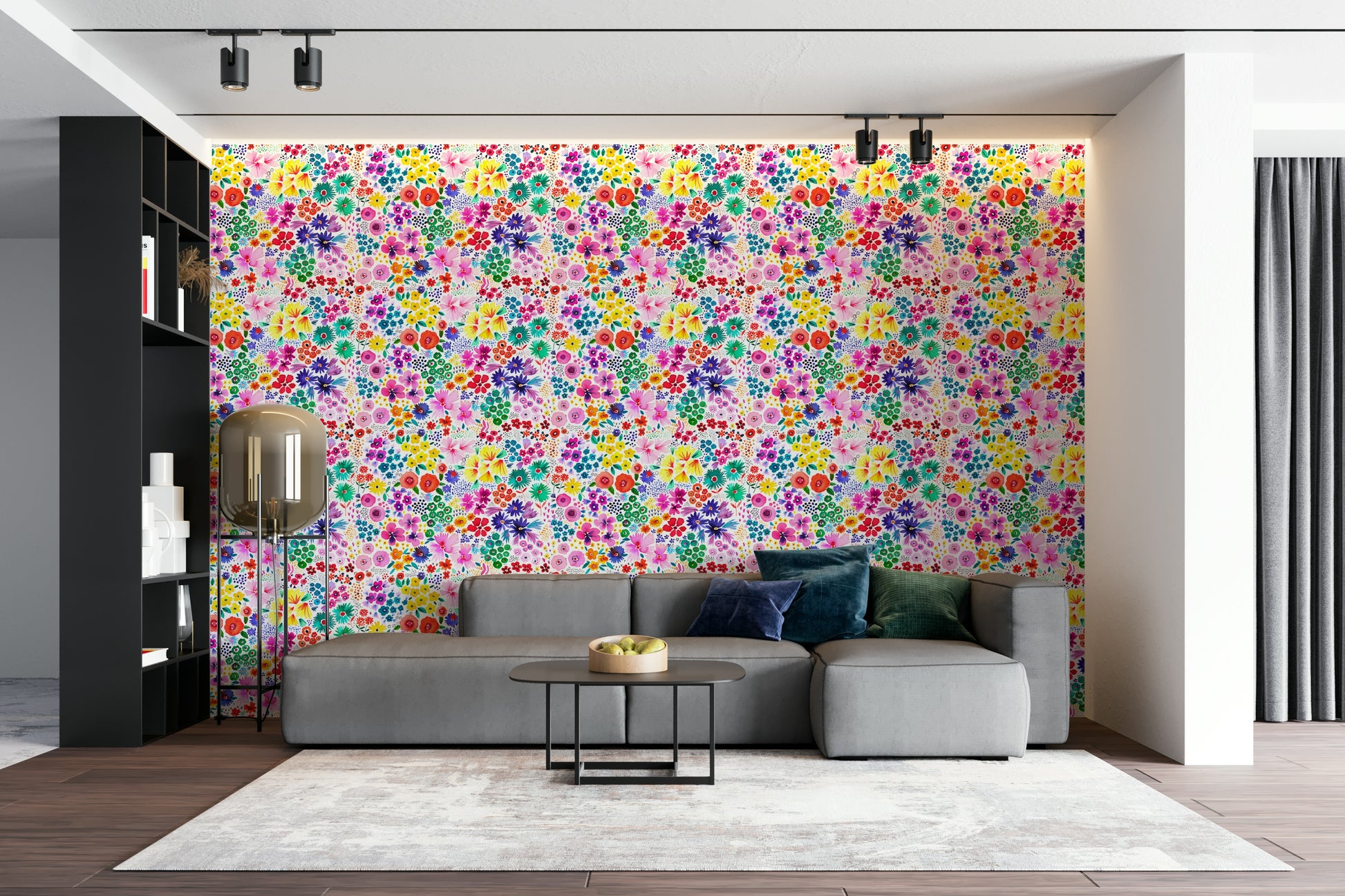 Classic wallpaper with tiny hand-drawn flowers

