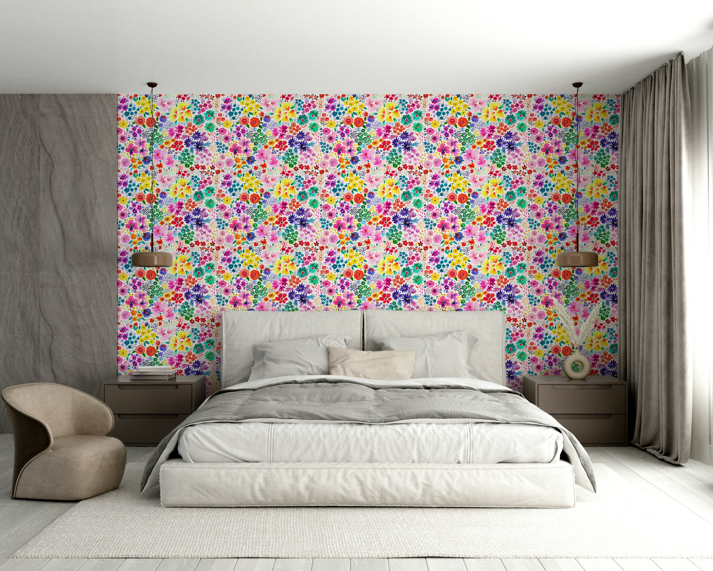 Little flowers on vintage-style decorative wallpaper


