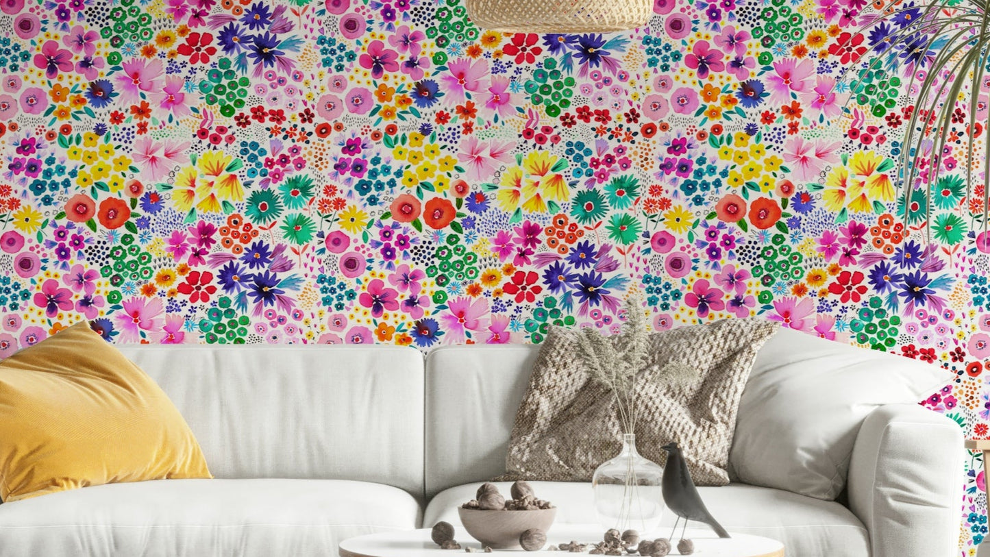 Vintage wallpaper with tiny artful floral design

