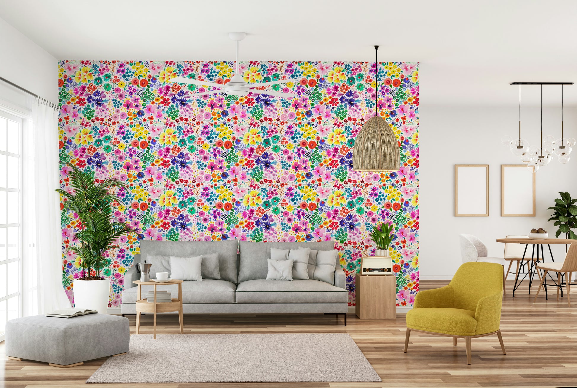 Delicate floral wallpaper in vintage color tones

