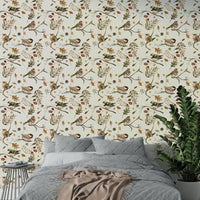 Nature-inspired wallpaper in rustic green tones

