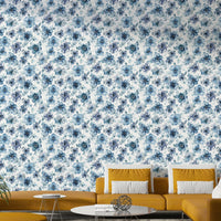 Artistic wallpaper with blue anemone flowers

