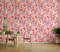 Blush-toned floral wallpaper for tropical themes

