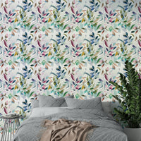 Hand-drawn leaves wallpaper with watercolor look

