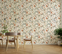 Nature-themed wallpaper with textured leaf patterns

