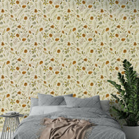 Winter foliage wallpaper in earthy tones

