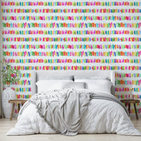 Colorful striped wall art with brush effects

