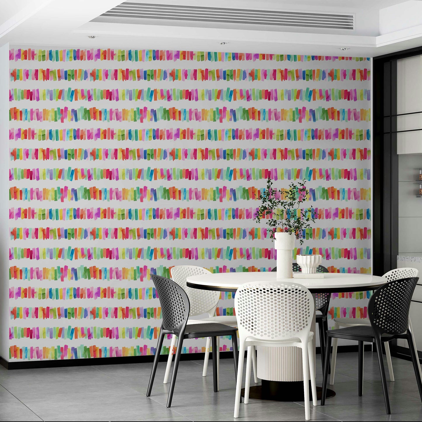 Modern wallpaper with colorful paint stripe design

