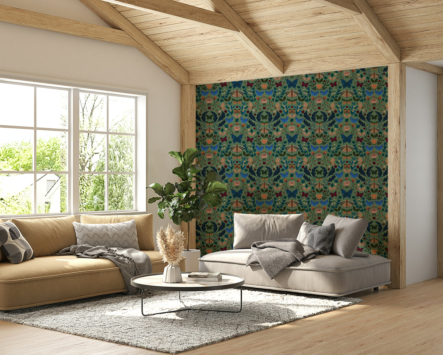 Fluttering florals Wallpaper⁠