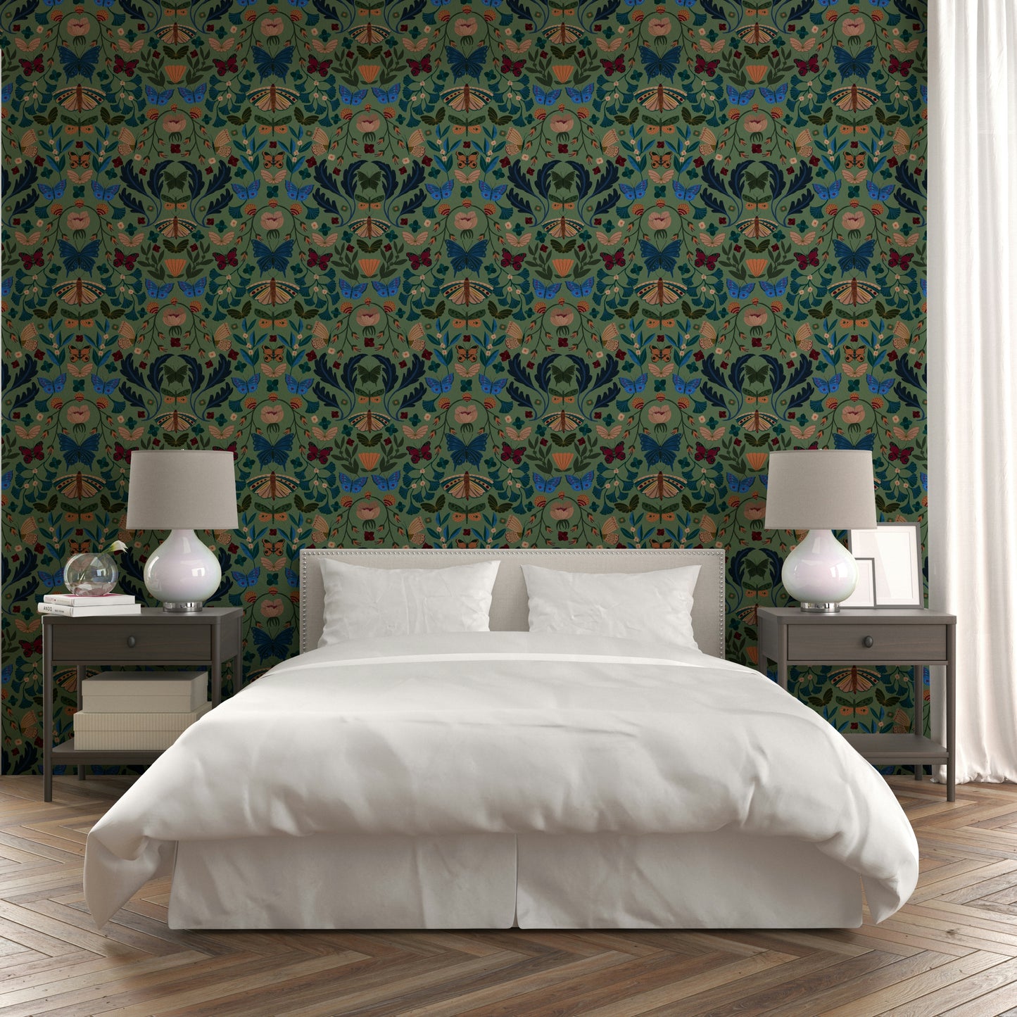 Fluttering florals Wallpaper⁠