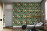 Artistic wallpaper showing birds in spring blossoms

