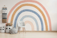 Contemporary rainbow mural enhancing a minimalist space

