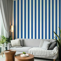 Clean striped wallpaper in beige and soft blue

