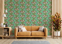 Lotus leaf textures creating a tranquil wall look


