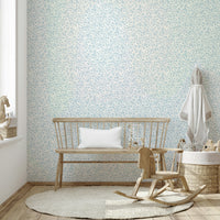 Whimsical wallpaper with floating white florals


