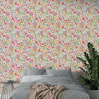Botanical-inspired wallpaper with pressed flowers