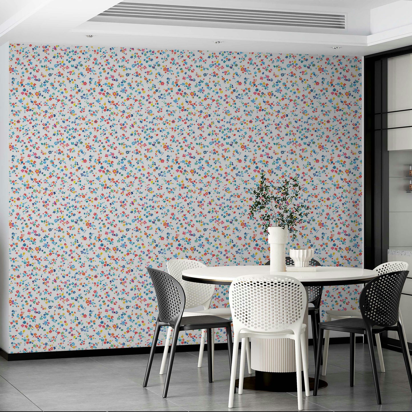 Whimsical tiny flower wallpaper in pastel tones

