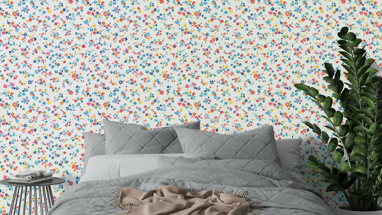 Minimal tiny flower wallpaper for soft interiors


