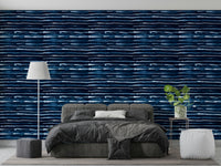 Vertical navy ink stripe wallpaper in Nordic style

