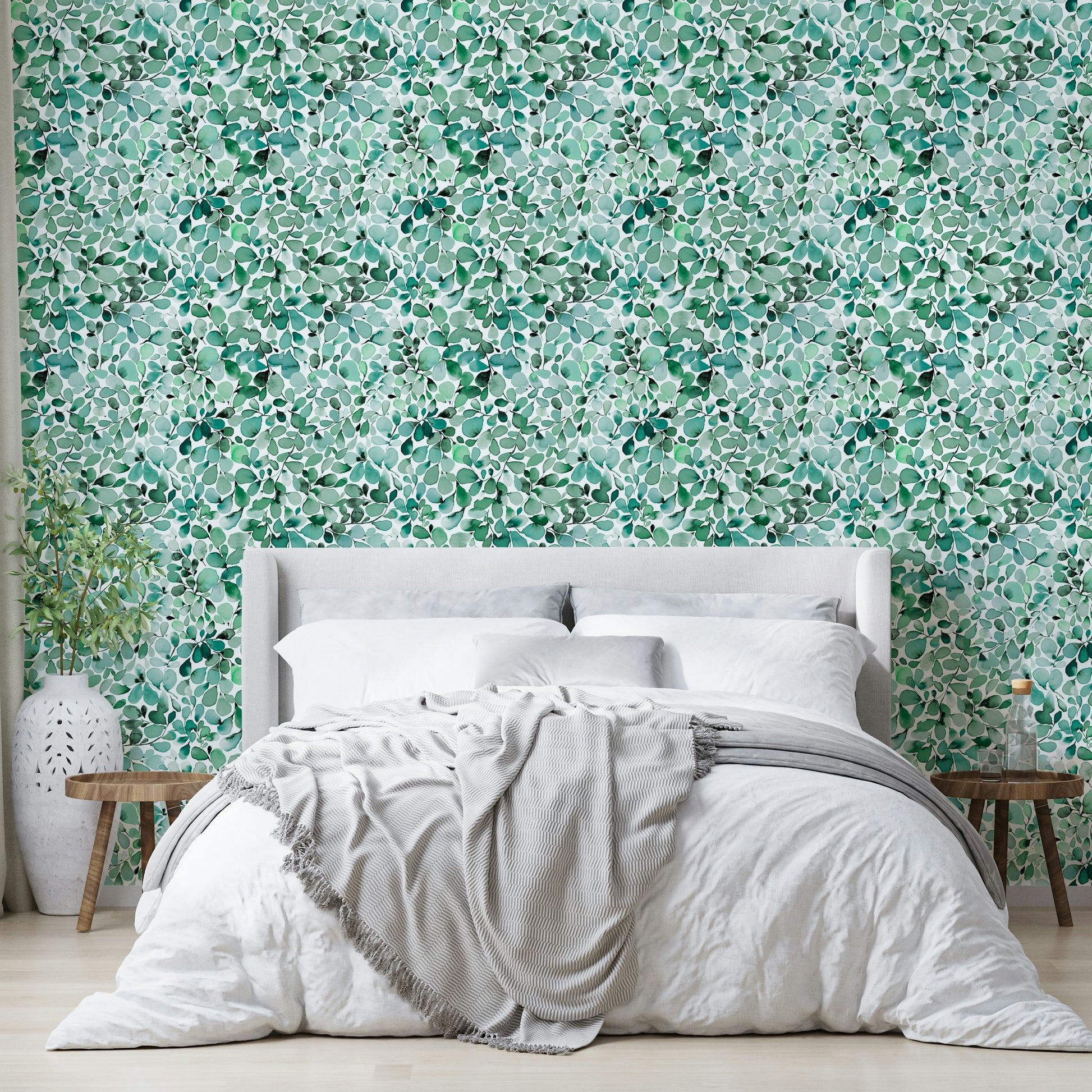 Botanical eucalyptus jungle wall mural for interiors

