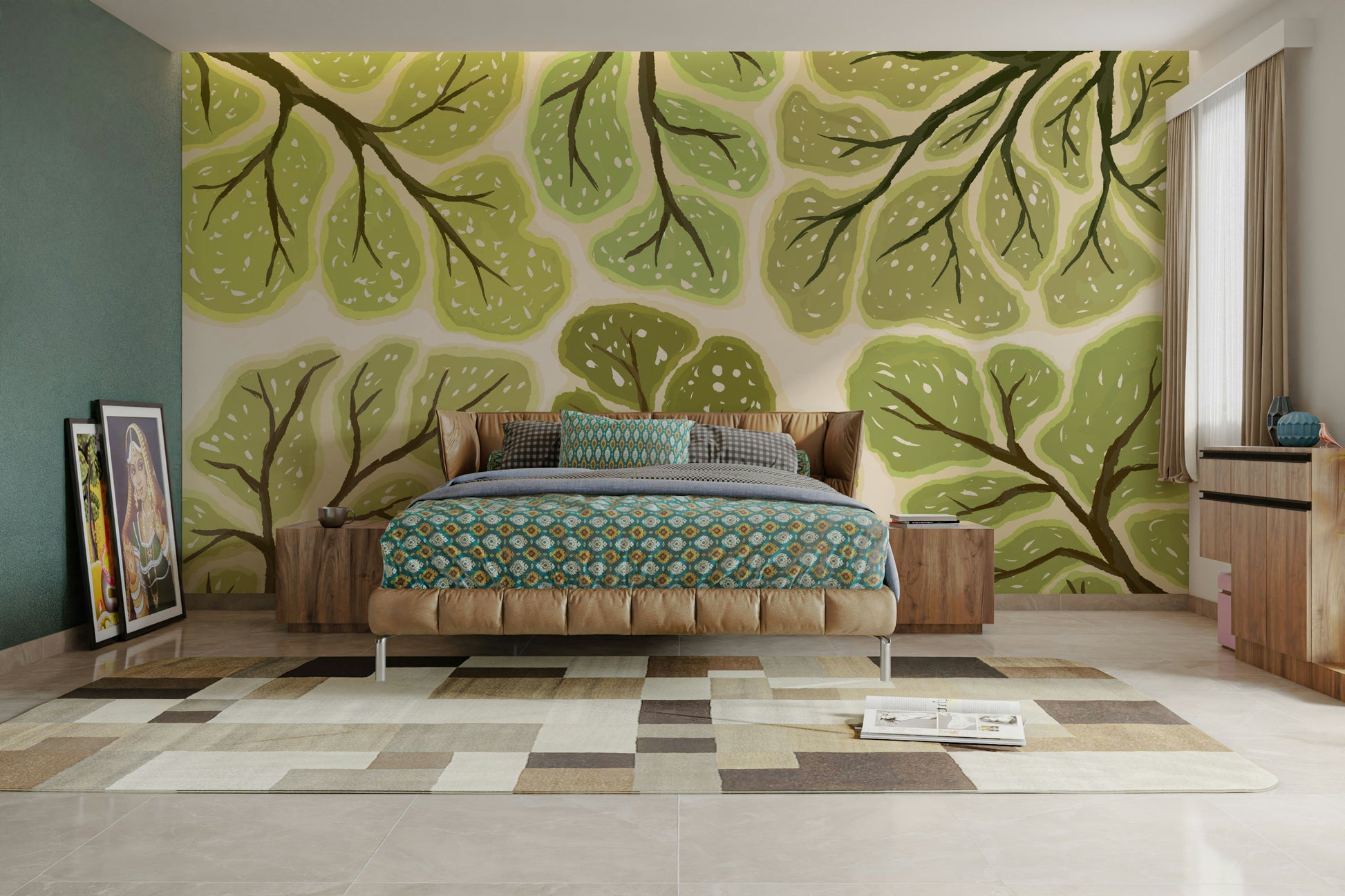 Nature-inspired wall art with crown shyness canopy

