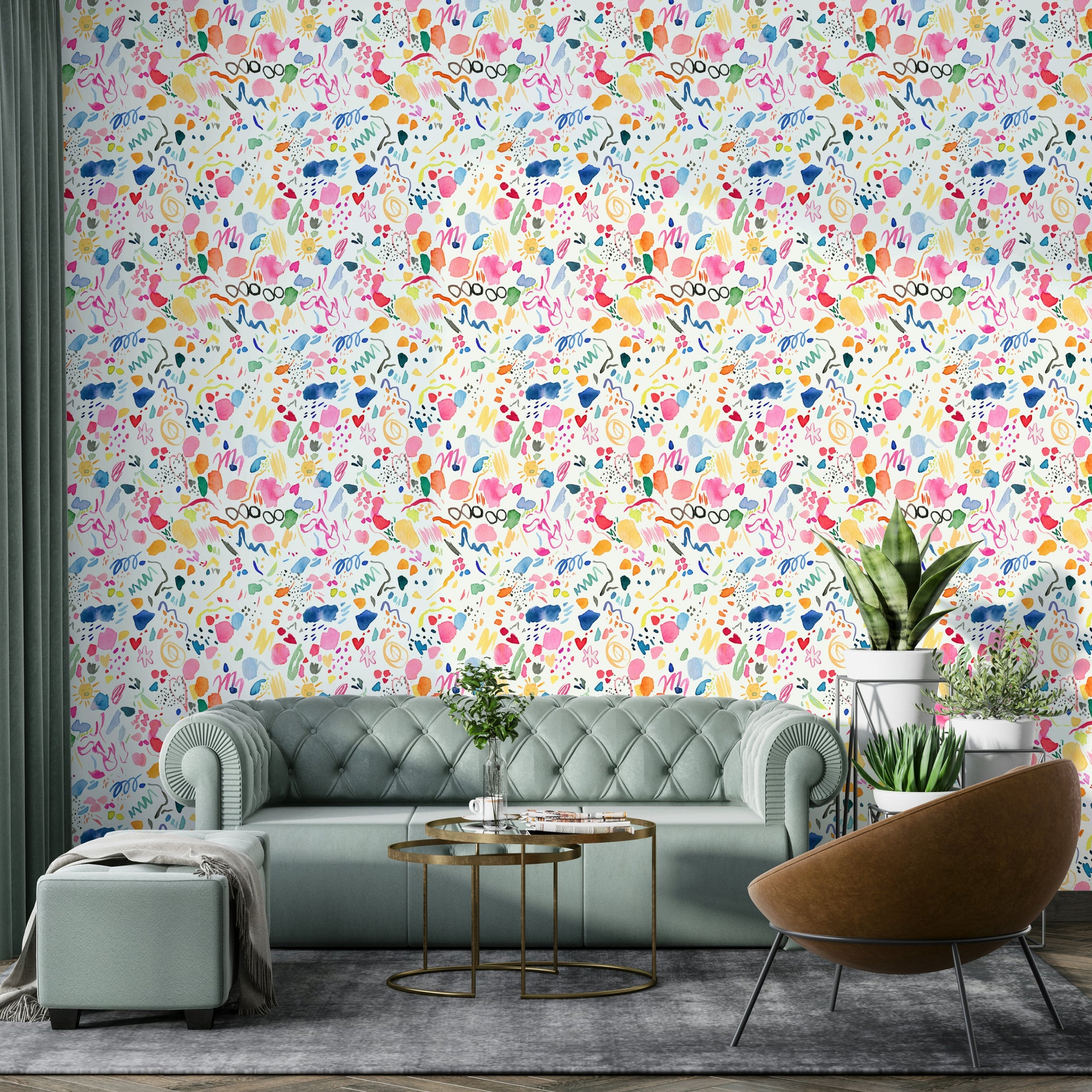 Vibrant party-themed abstract wallpaper in yellow

