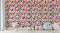 Artistic wall design with sculpted paper blossoms

