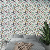 Whimsical butterfly wallpaper in pastel shades

