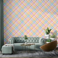 Contemporary multicolor checks wallpaper for feature walls

