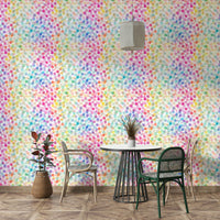 Geometric party wallpaper with rainbow plaids

