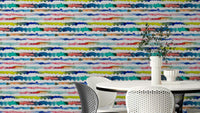 Soothing watercolor stripe wall art in blue shades

