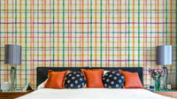 Watercolor plaid geometric wallpaper in soft tones

