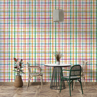 Blended watercolor geometric wallpaper in plaids

