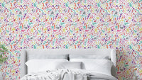 Vibrant multicolor ink blot wallpaper for feature walls

