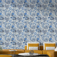 Blue jungle tropical leaves wallpaper design

