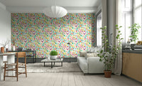 Bright and playful kids wallpaper with lush garden look

