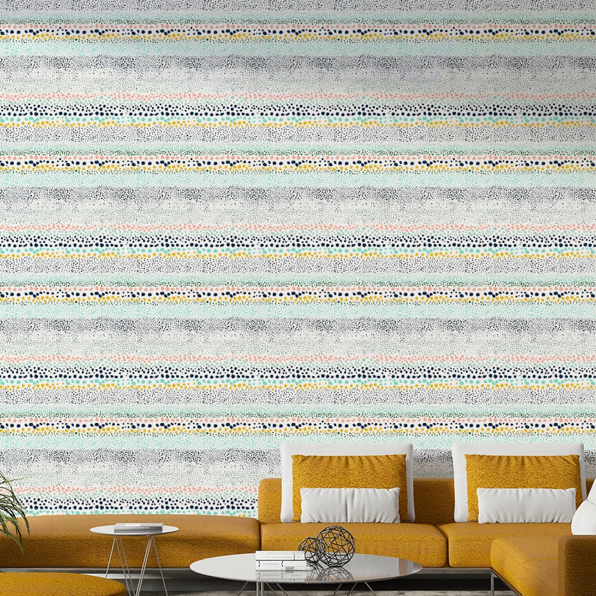 Geometric wallpaper with tactile dotted detail

